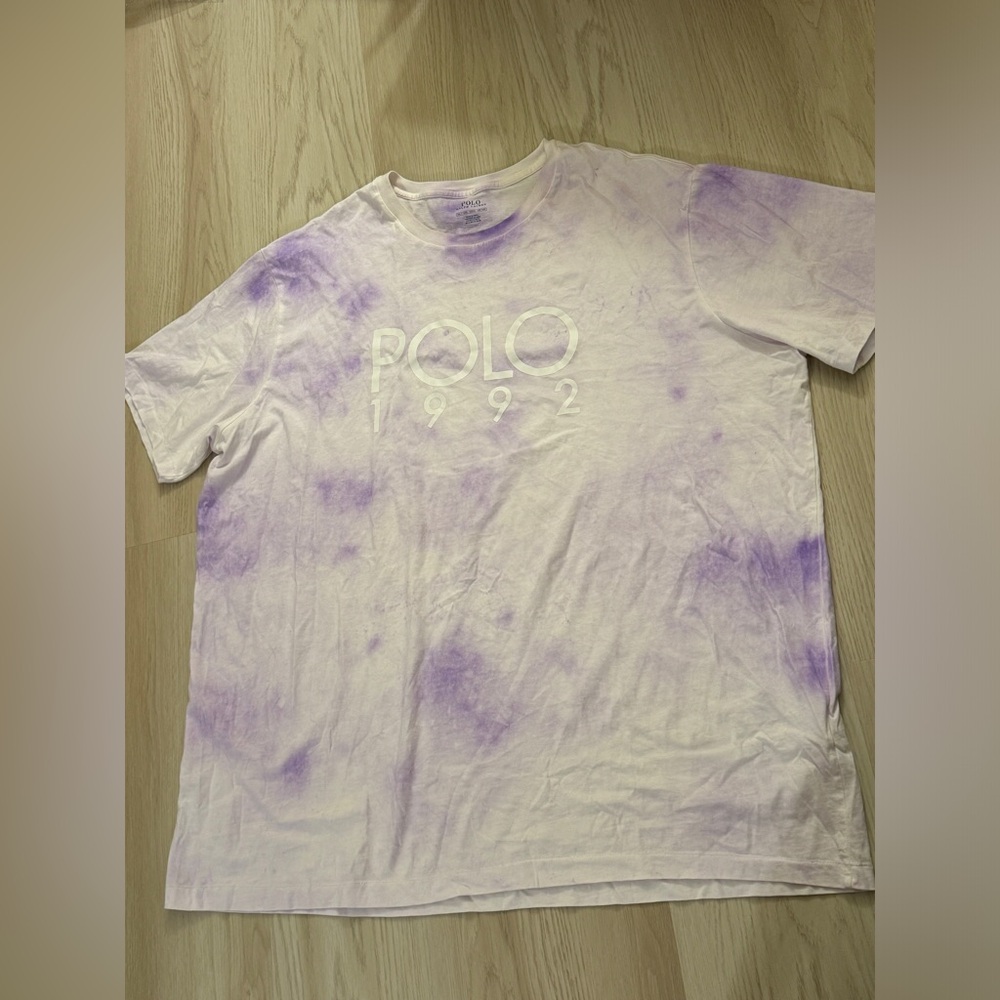 LIKE NEW MEN's Polo Ralph Lauren POLO 1992 Tee t-shirt tie dye purple white